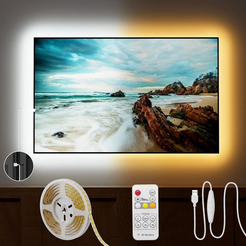 सीओबी एलईडी स्ट्रिप लाइट CCT ट्यून करने योग्य 560LEDs CRI90 2m डिममेबल 2700K-6500K 24V एलईडी टेप लाइट्स किट कैबिनेट बेडरूम के लिए