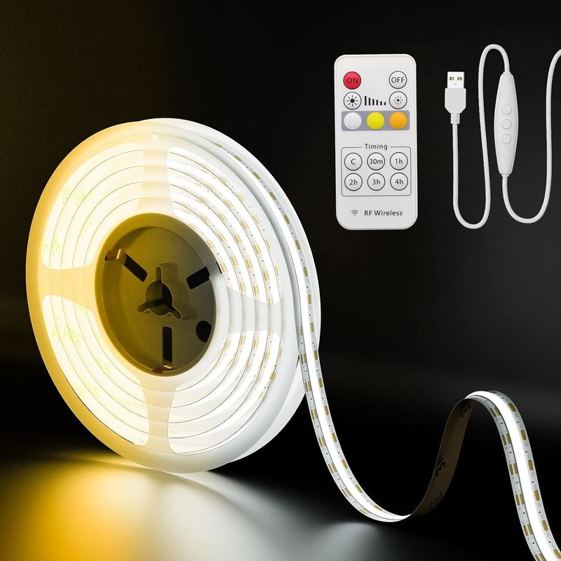 सीओबी एलईडी स्ट्रिप लाइट CCT ट्यून करने योग्य 560LEDs CRI90 2m डिममेबल 2700K-6500K 24V एलईडी टेप लाइट्स किट कैबिनेट बेडरूम के लिए