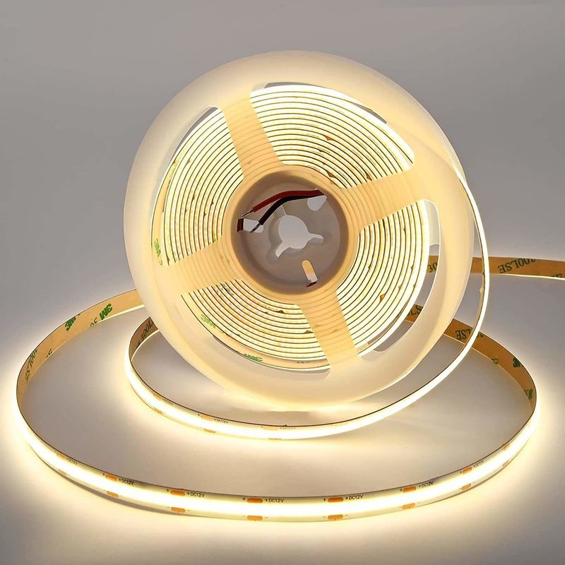 गर्म बिक्री 480LEDs 12W/M डिममेबल IP20 90Ra COB एलईडी पट्टी 12V/24V इनपुट वोल्टेज