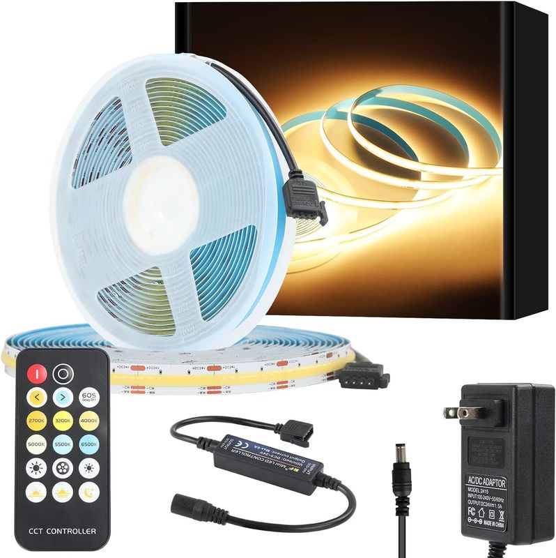 COB एलईडी स्ट्रिप लाइट्स CCT (2700K-6500K ट्यून करने योग्य) 2M 560LEDs/m CRI90 एलईडी टेप लाइट किट बॉक्स पैकेज के साथ होम के लिए एलईडी स्ट्रिप