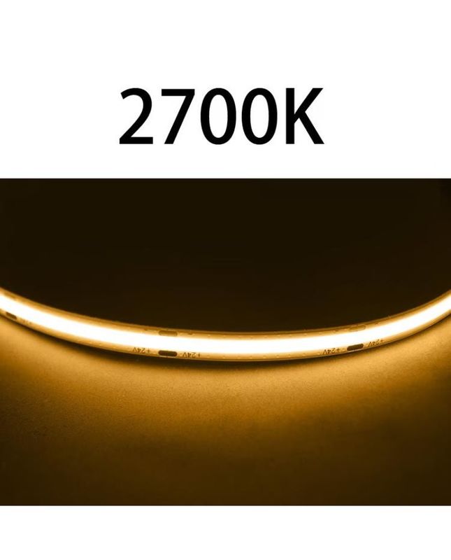 उच्च CRI DC24V COB480 रोशनी 5m/roll RA90 cob पट्टी आंतरिक बाहरी सजावट के लिए पनरोक प्रोफ़ाइल COB पट्टी