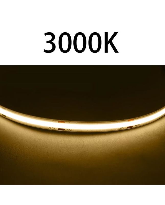 उच्च CRI DC24V COB480 रोशनी 5m/roll RA90 cob पट्टी आंतरिक बाहरी सजावट के लिए पनरोक प्रोफ़ाइल COB पट्टी
