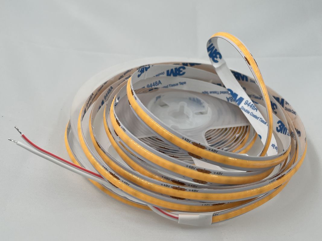 48V COB 320leds/M 90CRI Dimmable 100lm/W 11W/M लचीला COB एलईडी स्ट्रिप लाइट इनडोर सजावट के लिए