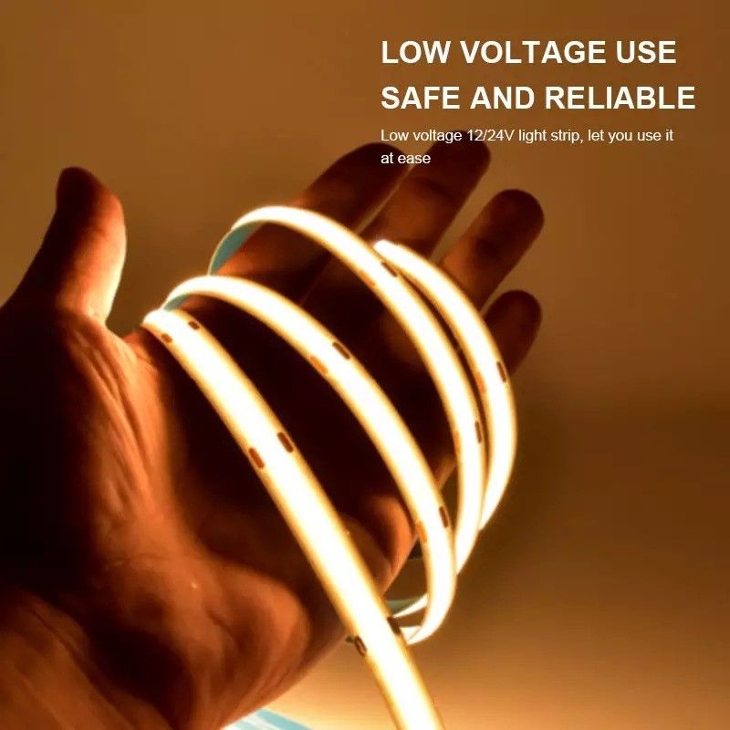 12V 24V वाटरप्रूफ IP65 IP67 IP68 CRI90 डिममेबल 5M फ्लेक्सिबल COB इनडोर आउटडोर के लिए एलईडी स्ट्रिप