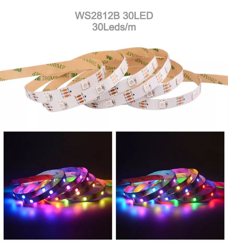 वाटरप्रूफ 12V ws2812 ws2811 एलईडी स्ट्रिप 60LEDs के लिए जादू रंग आरजीबी सजावट CRI Ra 80