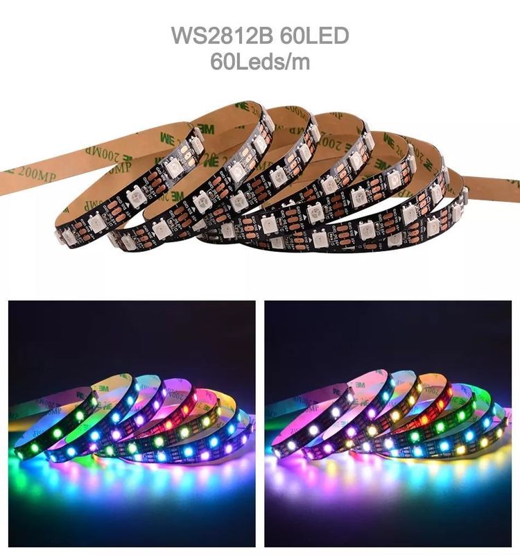 वाटरप्रूफ 12V ws2812 ws2811 एलईडी स्ट्रिप 60LEDs के लिए जादू रंग आरजीबी सजावट CRI Ra 80
