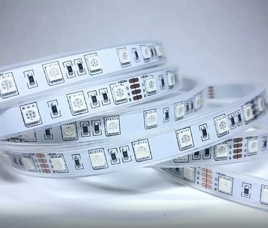 12w 12v 24v 10mm 60 एलईडी Rgb 5050 Smd लचीला एलईडी पट्टी प्रकाश और बहु रंग के साथ