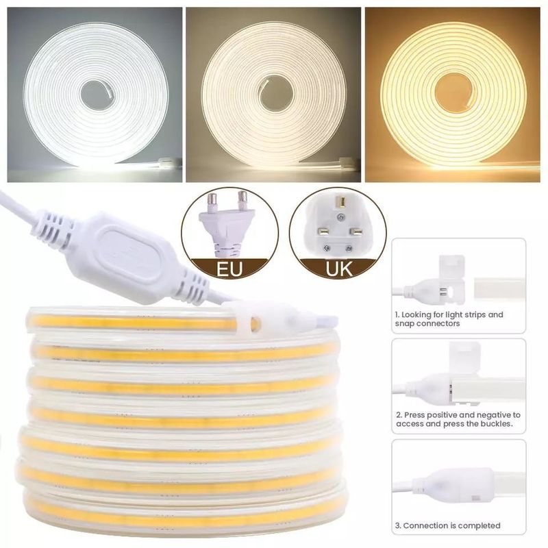 280 एलईडी/मीटर 12v 24v 220v Rgbw Cob Light Strip Cob Led Strip लंबाई 50 मीटर/रोल