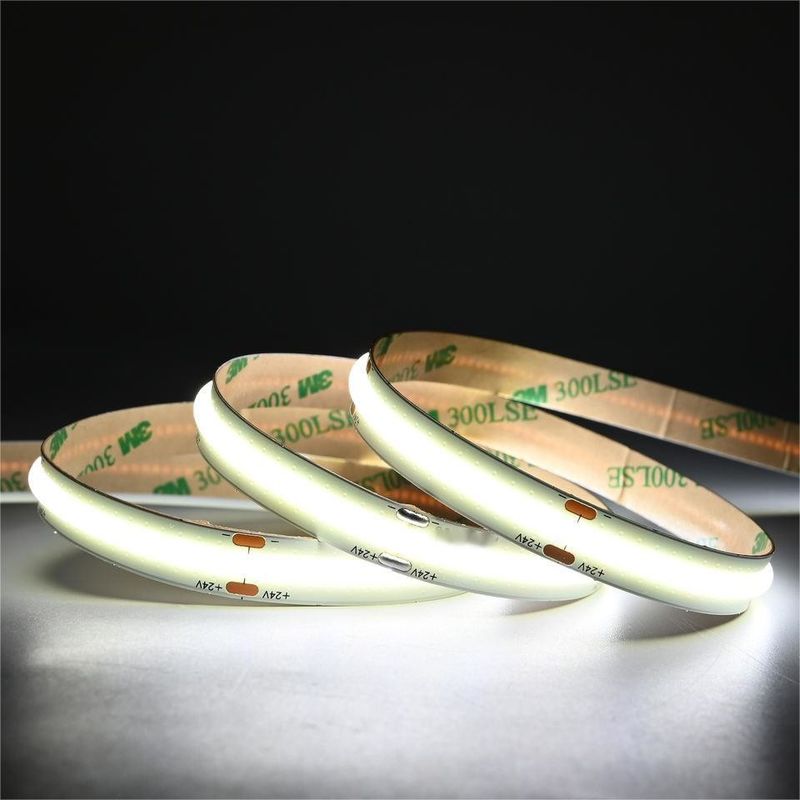 10 मीटर/रोल डबल लाइन 600LEDs 12v 24v Ra80 12 मिमी लचीला COB एलईडी लचीला पट्टी प्रकाश