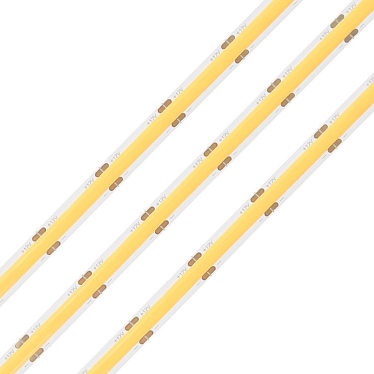 छुट्टी प्रकाश परियोजनाओं के लिए कट करने योग्य 320LED 8MM 12 वोल्ट लचीला COB एलईडी पट्टी प्रकाश