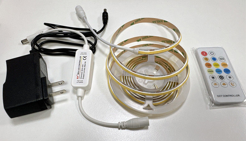IP20 100lm 10W 24V FCOB ट्यून करने योग्य सफेद RA90 560LEDS COB एलईडी पट्टी डैम के साथ मोटी पीसीबी