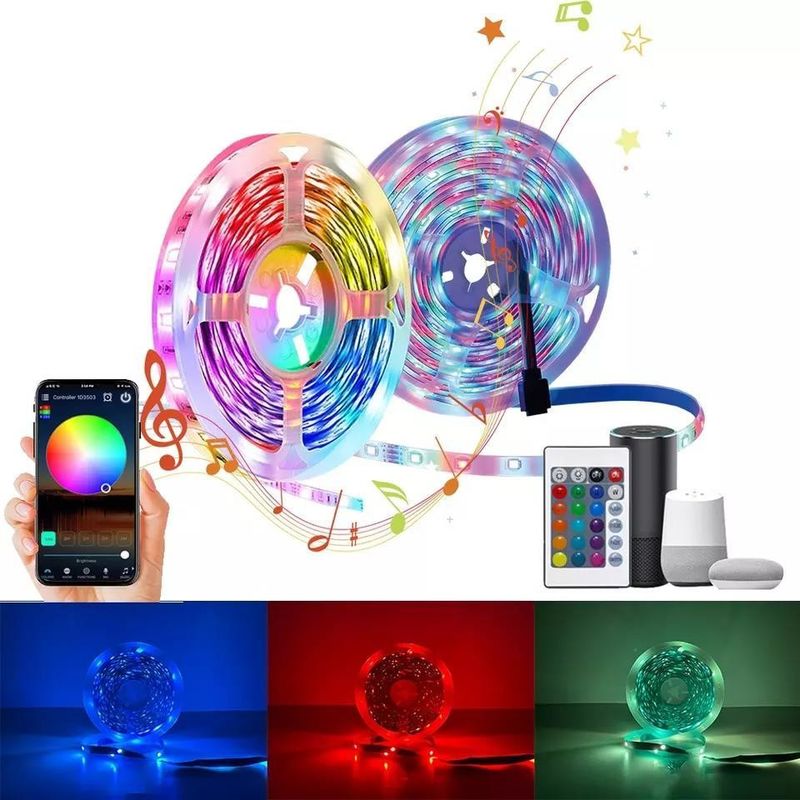 12V 5V 2835 5050 RGB WIFI Tuya स्मार्ट एलईडी लाइट स्ट्रिप्स स्मार्ट होम डेकोरेशन के लिए संगीत सिंक