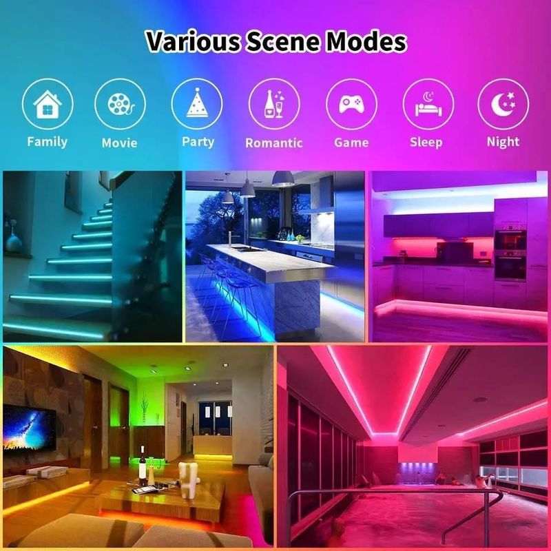 12V 5V 2835 5050 RGB WIFI Tuya स्मार्ट एलईडी लाइट स्ट्रिप्स स्मार्ट होम डेकोरेशन के लिए संगीत सिंक