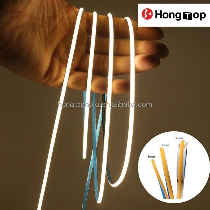 दीपक प्रकाश दक्षता 90lm/w 1000lm सुपर संकीर्ण COB एलईडी पट्टी रोशनी 3mm 400LEDs/m