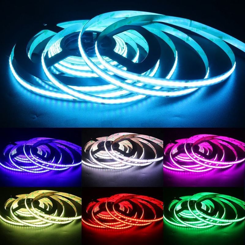 रिमोट कंट्रोल डीसी 12V 24V लचीला एलईडी प्रकाश RGB 756LEDs/M COB एलईडी टेप स्ट्रिप प्रकाश