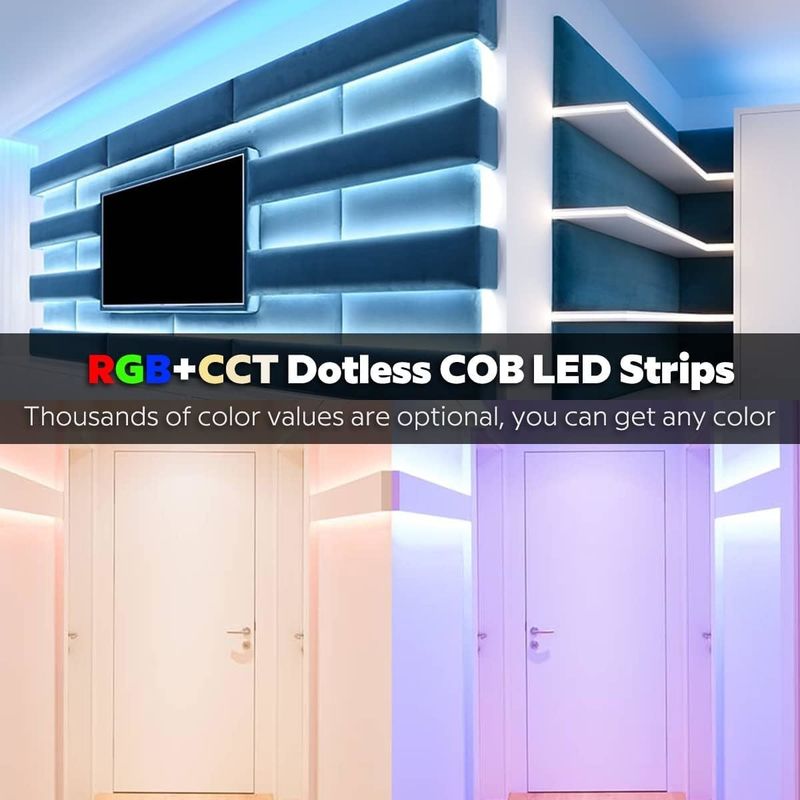 0.15kg 840 leds 12mm चौड़ाई RGBCCT DC24V COB सजावटी प्रयोजनों के लिए एलईडी पट्टी प्रकाश 3