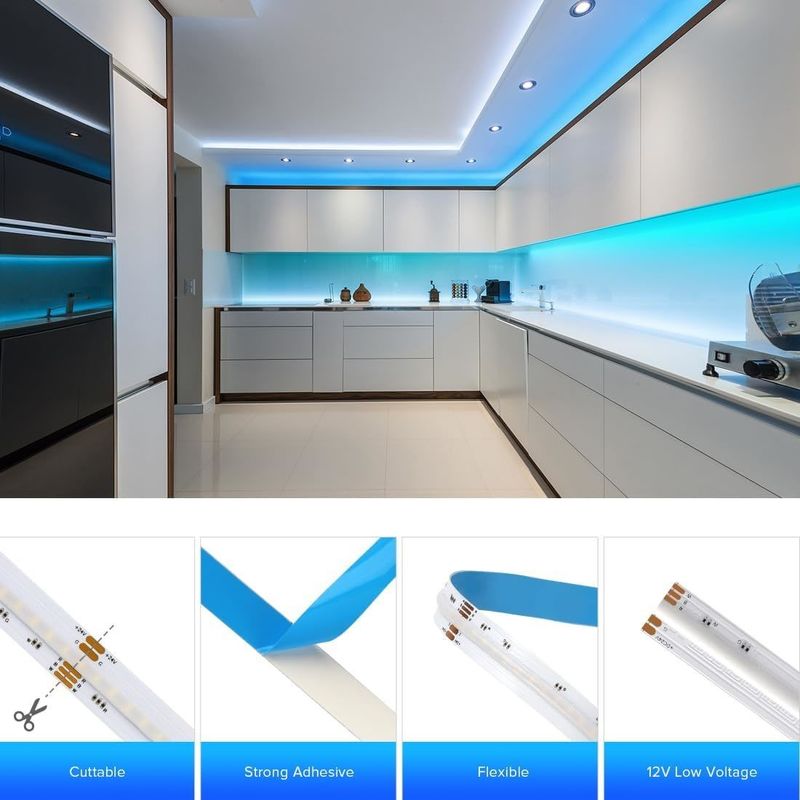 100lm/w दीपक प्रकाश दक्षता RGBW 784leds स्मार्ट COB घर सजावट के लिए एलईडी पट्टी