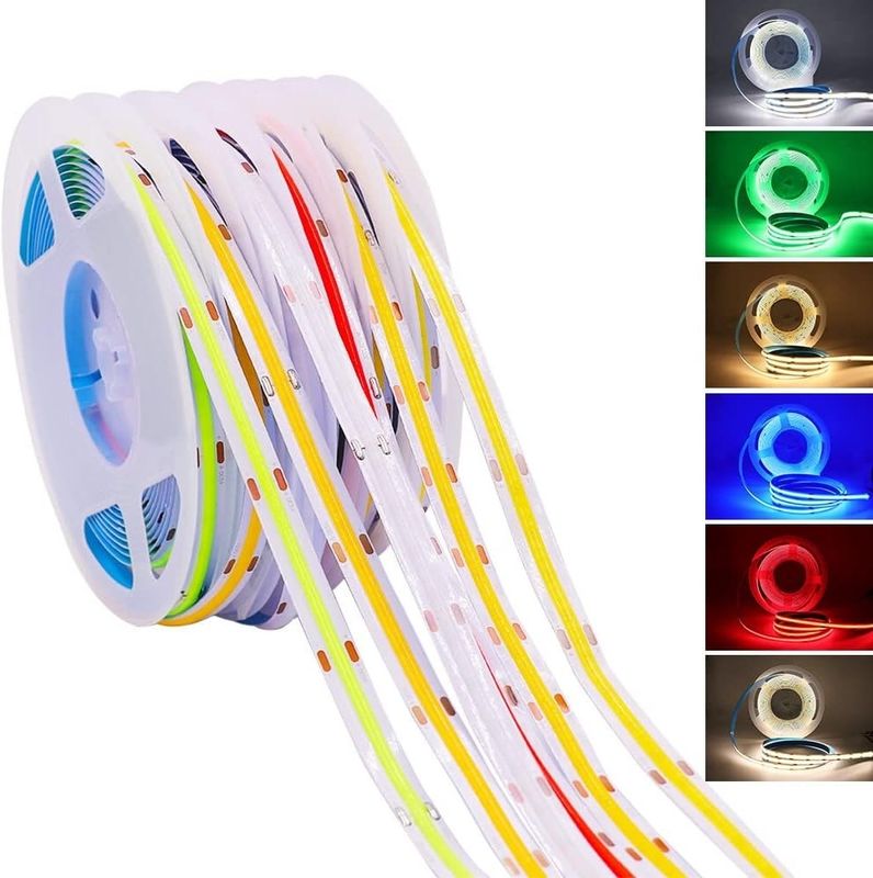 320LEDs/m 90Ra 5mm चौड़ाई 12V 24V लचीला COB एलईडी स्ट्रिप लाइट 2700K 3000K 4000K 6000K
