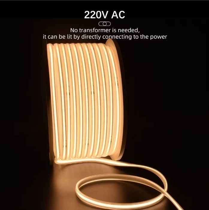 आउटडोर लचीला COB एलईडी पट्टी प्रकाश सफेद गर्म सफेद 288LEDs 280LEDs 320LEDs उच्च वोल्टेज
