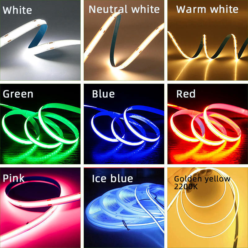 10W/M उच्च घनत्व DC12V 300leds/m सजावट के लिए लचीला COB एलईडी पट्टी 2700/3000/4000/6000K