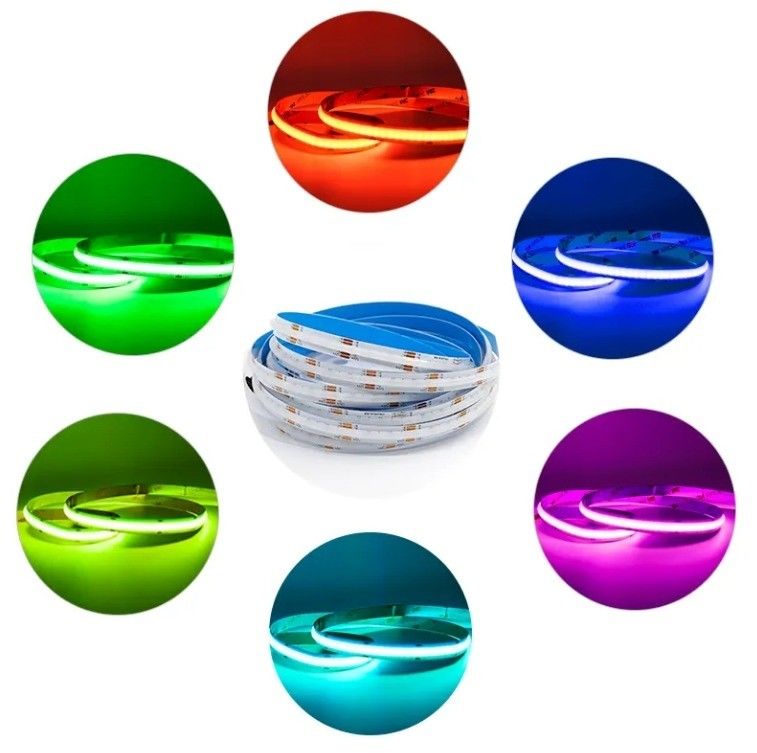 80lm/w 400leds/m अल्ट्रा पतला 5V 12V 24V IP20 सफेद COB एलईडी लाइट स्ट्रिप 3mm 5mm चौड़ाई सफेद नीला लाल हरा FCOB एलईडी स्ट्रिप